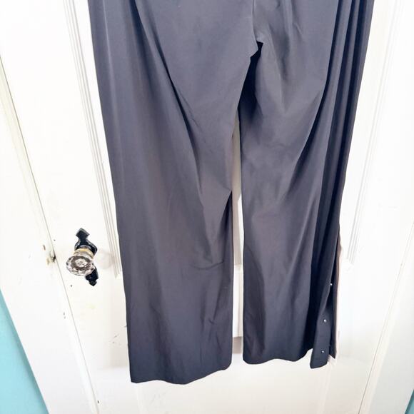 Athleta Luxe Gramercy Track Trouser Black Snap Button Legs White Stripe Size 8 - Picture 10 of 13